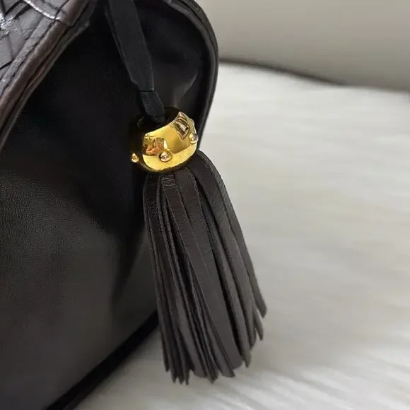 BALLY HandBag Leather Brown Gold Authentic - Picture 8 of 13